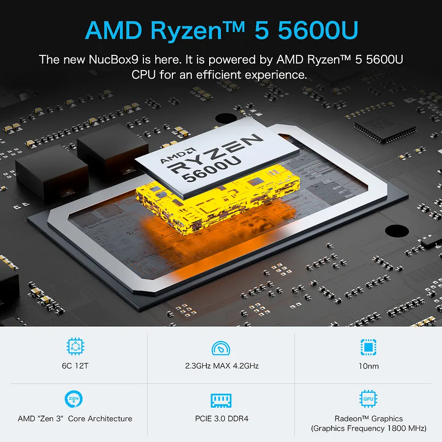 ミニPC Gmktec nucbox9 r5-5600u Ram16gb SSD512gb GMKtec GMKtec NucBox 9 Mini PC AMD® Ryzen™ 5 5600U 199.99