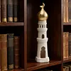 Ramadan Resin Statue Ornament Hollowed Handcrafted Resin Mosque Models Islamic Castle Tabletop Statue for Eid Home Office Decor