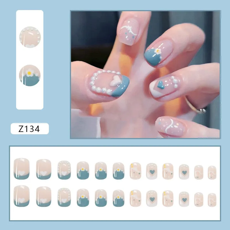24pcs press on nails Butterfly Decoration Wear Long Paragraph Fashion Manicure Patch False Nails Save Time Wearable Jelly Nails-Nail Inspo