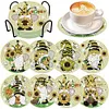8PCS  DIY Acrylic Special Shape Diamond Painting Coasters Kits (Sunflower Gnome )