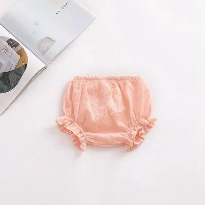 Summer New Baby Chiffon Fashion Casual Large PP Shorts Infant Solid Color Cotton Linen Bloomers Toddler Girls Bread Pants
