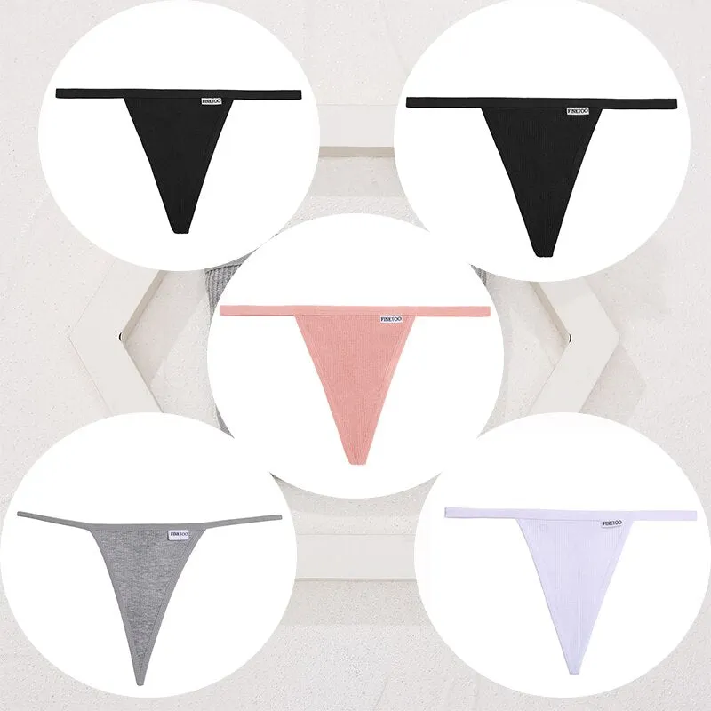 FINETOO 5PCS/Set Sexy G-string M-XL Cotton Girls Panties Women's Pantys Female Underpant Ladies Thong Lingerie Bikini Underwear