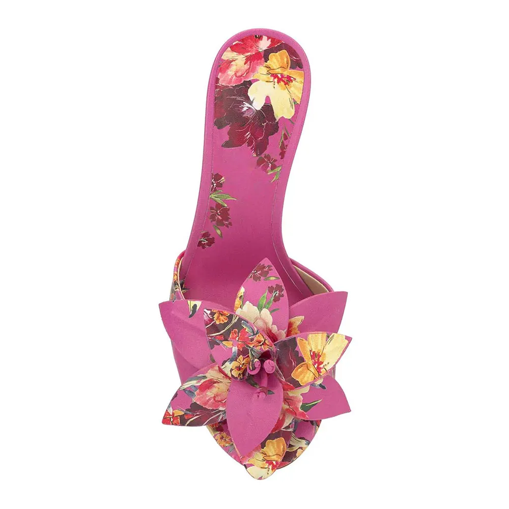 YDN Stylish Multicolor Open-Toe Floral Stiletto Heeled Mules