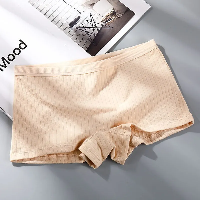 Women's Cotton Underwear Panties Sexy Solid Boxers Fashion Comfort Girl Boxers Mid Waist Seamless Underpants Female Lingerie