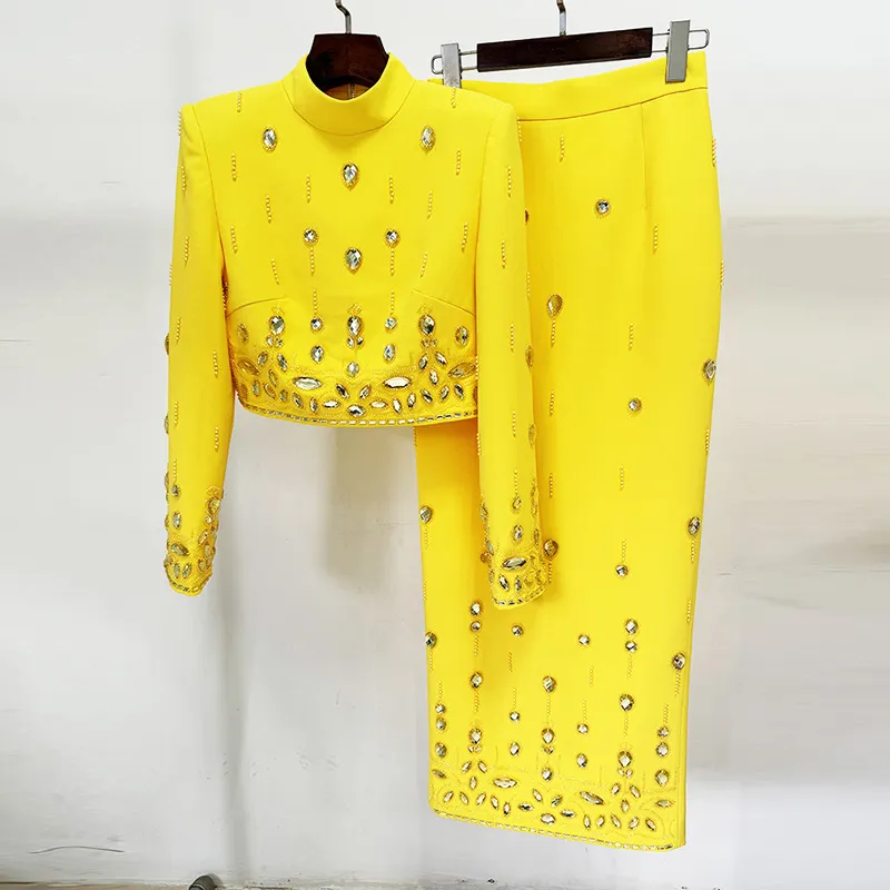 Nigikala Nigikala Star Fashion New Heavy Industry Nails Studded Short Top Dress Suit Two Sets