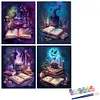 (US Local)4pcs Paint By Numbers Kit On Canvas DIY Oil Art Magic Potion Picture 40x50cm
