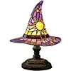 Stained Glass Witch Hat Lamp LED Creative Table Lamp Night Light for Home Decor