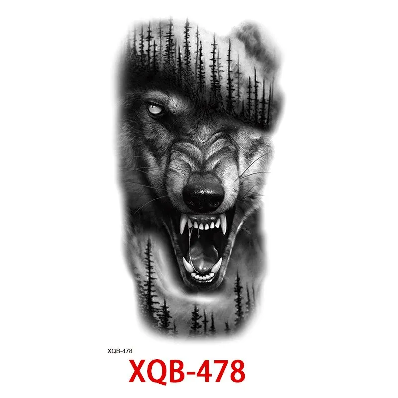 Sdrawing Forest Wolf Tattoo Sticker For Men Tiger Skull Skeleton King Animal Fake Tattoo for Women Tattoo Temporary Waterproof