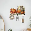 Wooden Halloween Pumpkin Owl 3 Hooks Diamond Painting Hook Rail DIY Crafts Decor