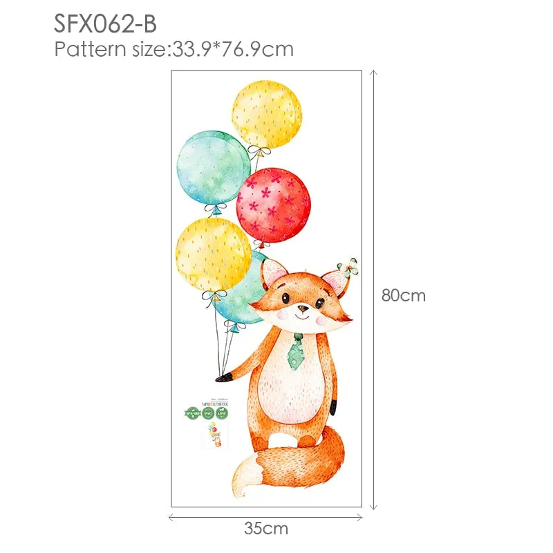 Animal Cartoon Wall Stickers For Kids Rooms Balloon Bunny Decorative 3D Wall Stickers For Children Rooms Large Kids Wall Decals