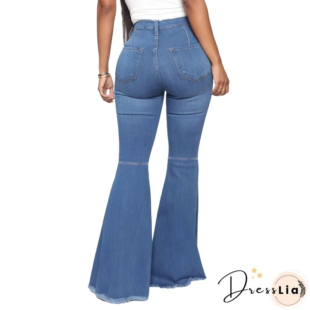 High Waist Stretch Plus Size Flare Jeans Pants