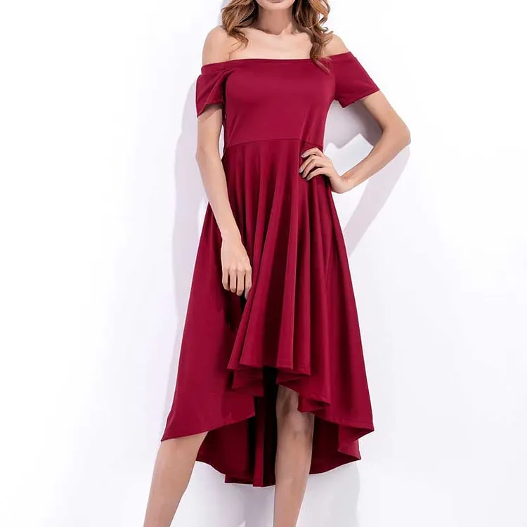 Prom Dresses Tube Top off-Neck Front Short Back Length Irregular Cinched Sexy Jumpsuit
