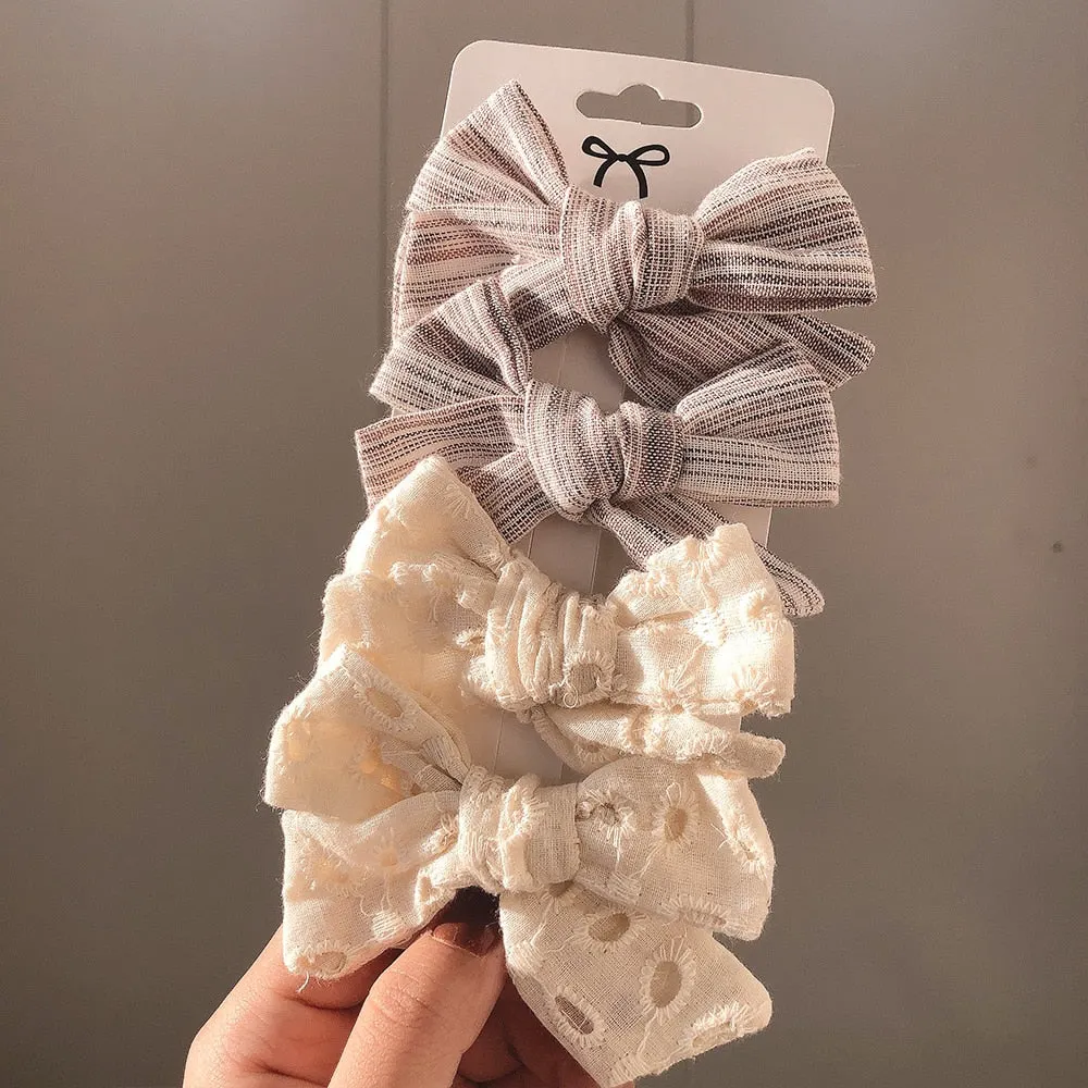 4Pcs/set 2021 New Leopard Print Hair Clips For Cute Girls BB Boutique Hairpins Bowknot Barrettes Headwear Kids Hair Acesssories