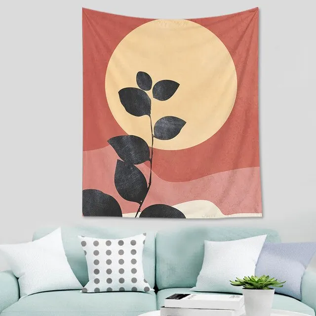 Abstract  nordic Geometric Tapestry Tropic Modern Art Brown Wall Hanging ins Tapestry Decorative Tapestry For Home Decoration