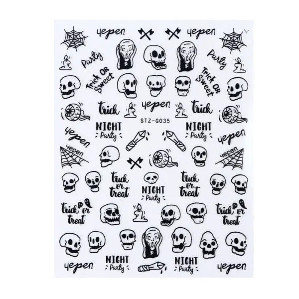 Nail Stickers Back Glue Multiple colors Hallowmas Designs Nail Decal Decoration Tips For Beauty Salons-Nail Inspo