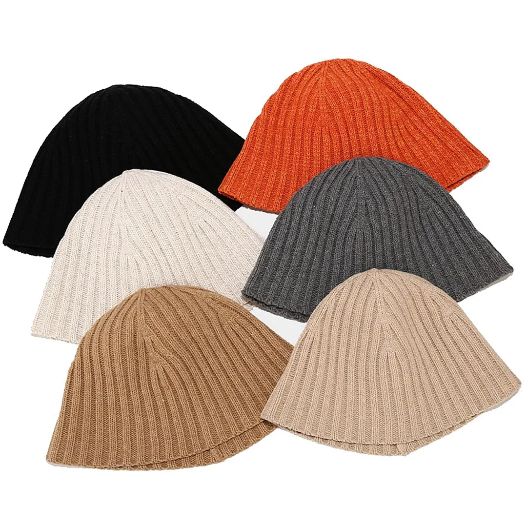 2020 Solid Color Women Winter Warm Knitted Basin Cap Japanese Bucket Fisherman Hat
