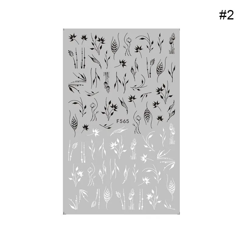 1 Sheet Leaves Geometry 3D Nail Art Stickers Sliders Mandala Flowers Leaf Adhesive Nail Decals Foil Decoration Manicuring Wrap