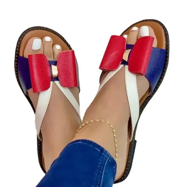 Women'S Summer Retro Rubber Soft Sole Bow Slippers