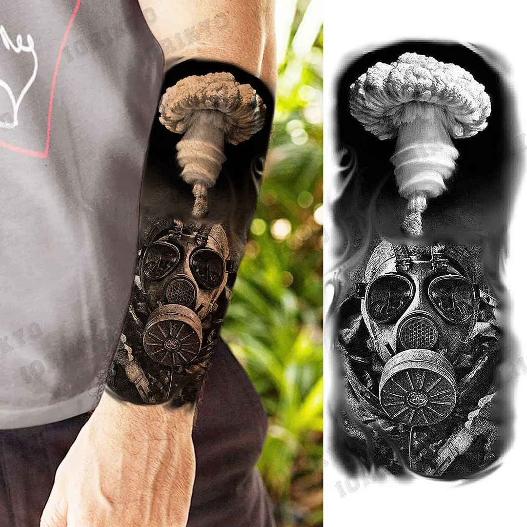 Black Devil Vampire Arm Temporary Tattoos For Women Adult Skull Lion Crown Compass Fake Tattoo Washable Body Art Painting Tatoos