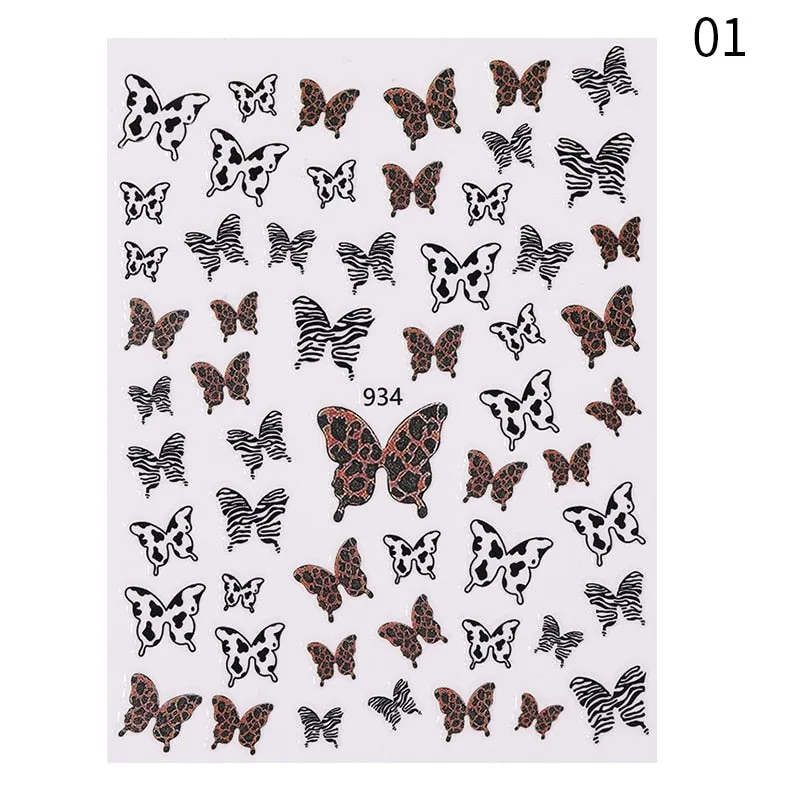 2021 Hot 3D Nail Art Stickers Butterfly Pattern Transfer Sticker Decals Self Adhensive Slider Decoration Nail DIY Design