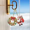 (US Local)6PCS  Merry Christmas DIY Diamond Painting Keychain Diamond Art Kits