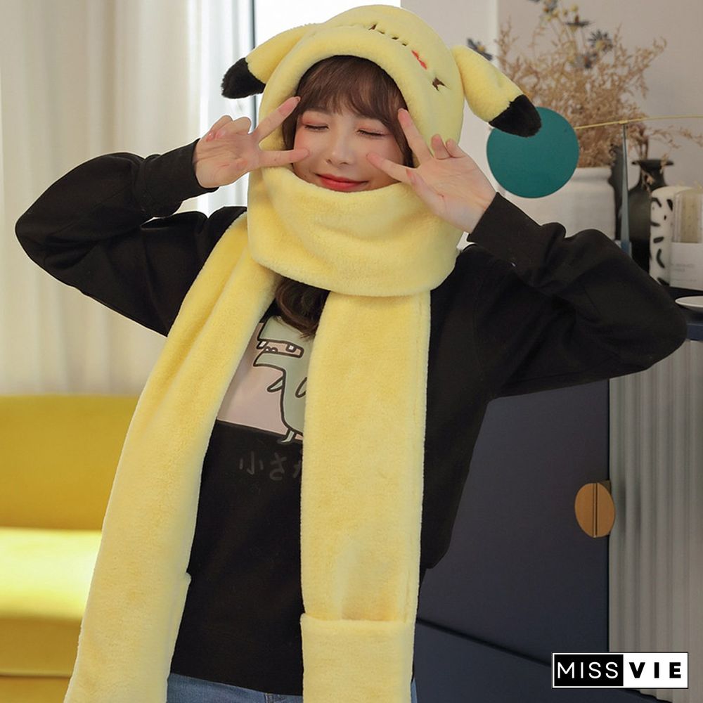 Cute Cartoon Ears Hat Scarf Gloves Warmer