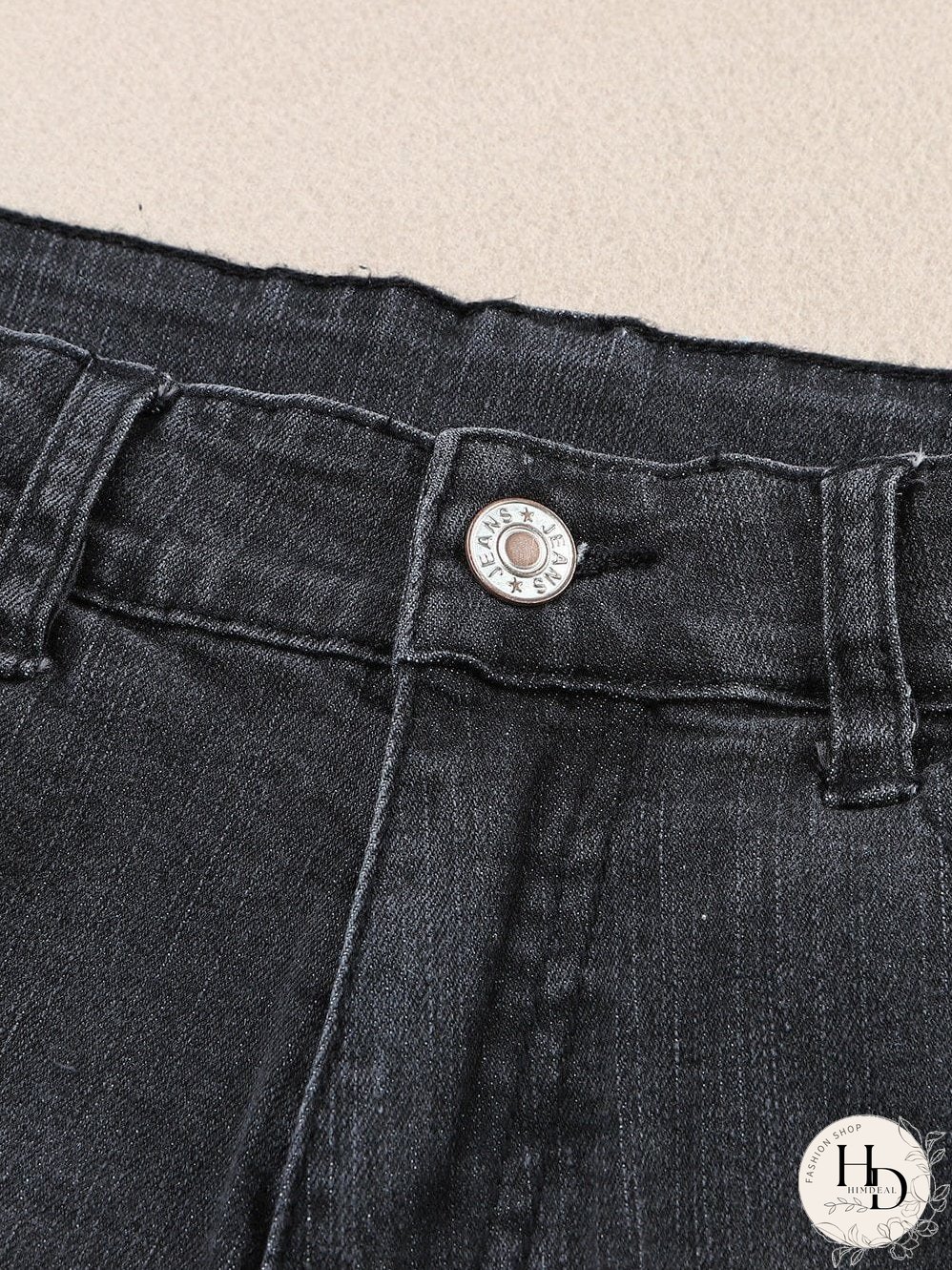 Vintage Chic Distressed Black Denim Shorts with Roll Hem
