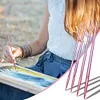(US Local)4Pcs Watercolor Paint Brushes Long Handle Brushes for Artist Students (Pink)