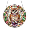 (Upgrade Size)DIY Diamond Painting Art Double Sided Effect Pendant Colorful Stained Glass Hanging Ornament Kit(Owl)