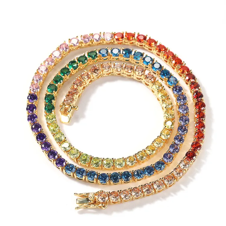 Iced Out Colorful Chains 7MM Hip Hop Bling Bling
