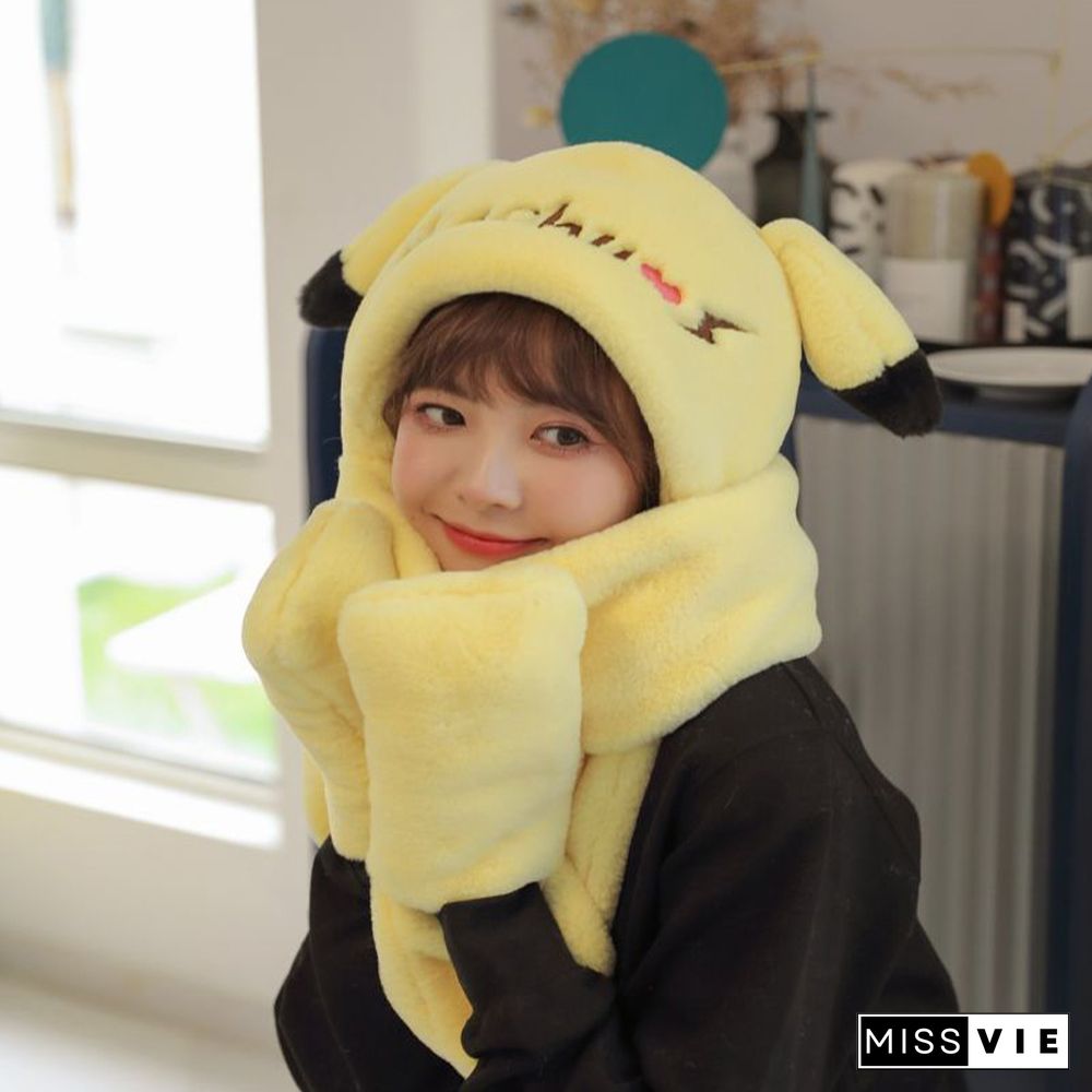 Cute Cartoon Ears Hat Scarf Gloves Warmer
