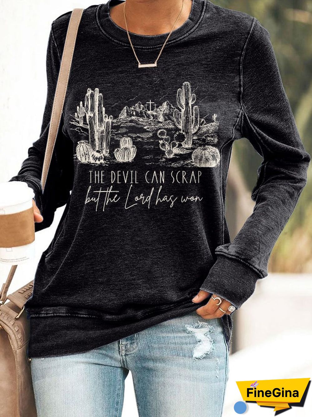 Retro The Devil Can Scrap But The Lord Has Won Print Sweatshirt