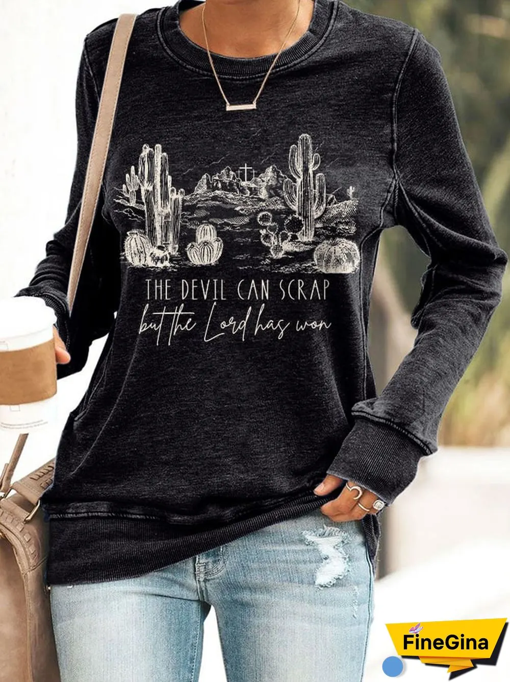 Retro The Devil Can Scrap But The Lord Has Won Print Sweatshirt