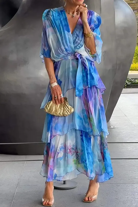 sachin and babi light blue dress boohoo Plus Chiffon Floral Maxi Dress