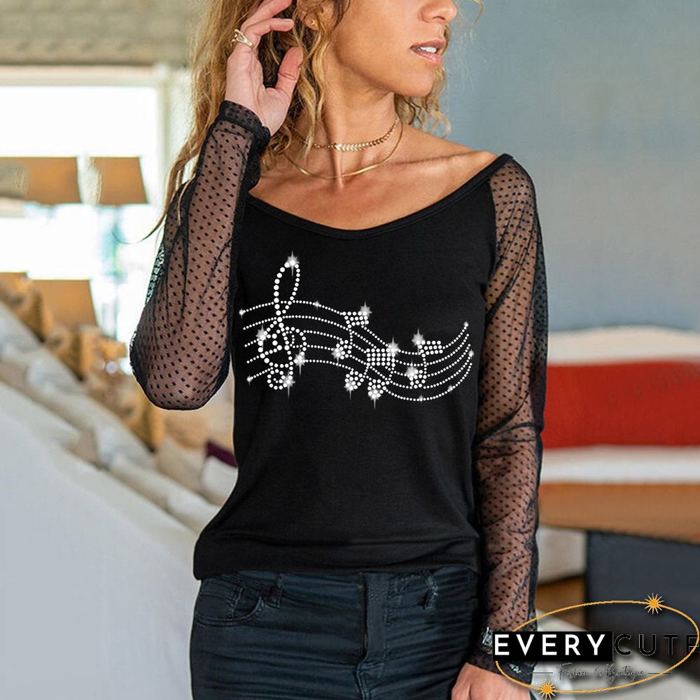 Round Neck Black Mesh Shirt