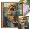 (Stamped/Counted) Dog Sitting Toilet-11CT Cross Stitch 40*50cm