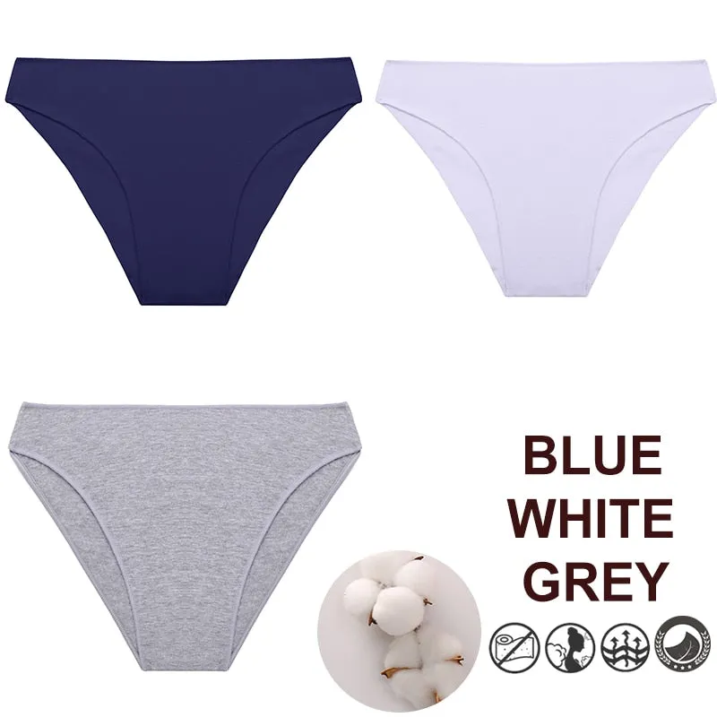 FINETOO 3PCS/Set M-XXL Panties Women Cotton Lingerie Woman Underwear Sexy Femme Underwear Girls Underpant Panty  7 Solid Colors