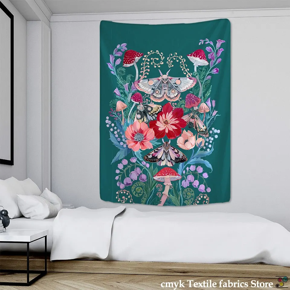 Butterfly Mushroom Tapestry Wall Hanging Colorful Bohemian Hippie TAPIZ Psychedelic Witchcraft Simple Art Room Home Decor