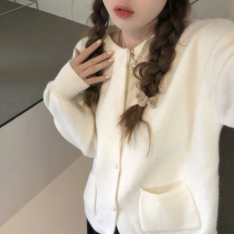 Churchf Churchf College Wind Sweet Pink Sweater Coat Female Loose Spring Lazy Lazy Thick Knit Cardigan Jacket To Wear