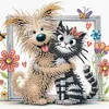 Multistyle Peinture Diamant De Forme Sp&eacute;ciale Repr&eacute;sentant Un Chien Une Vache Et Un Chat Amusants - 30 X 30 CM