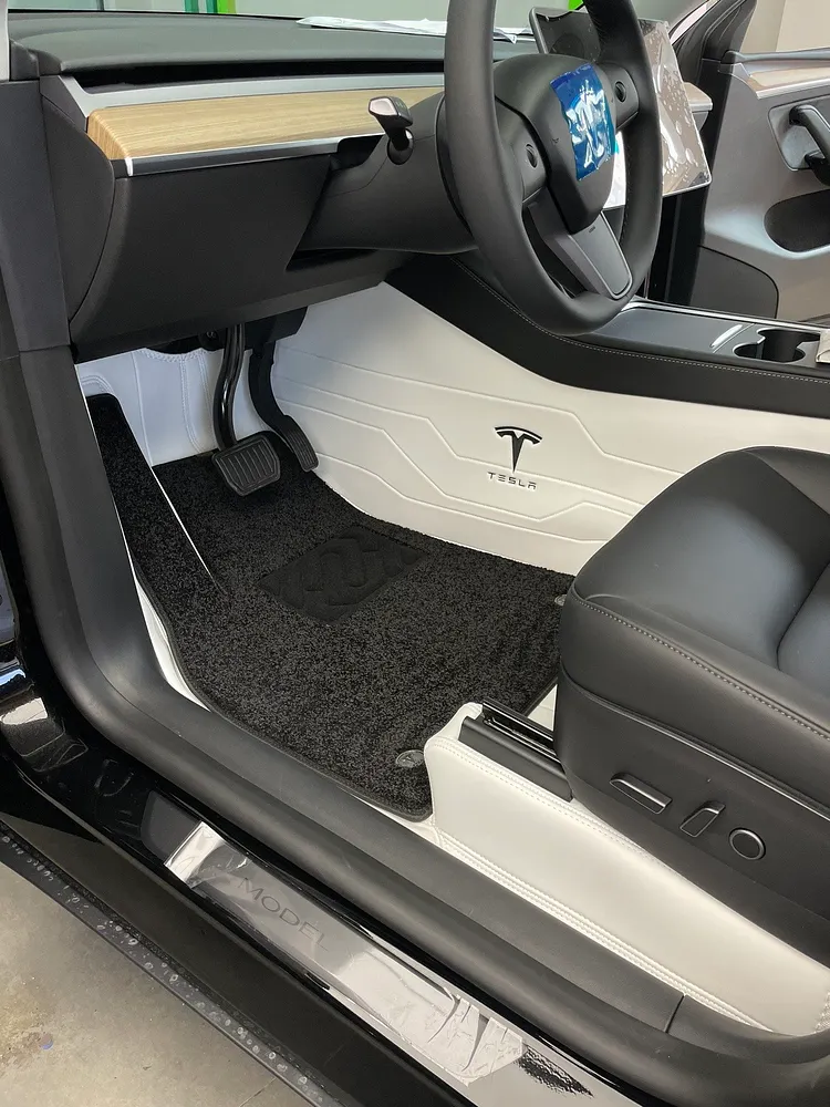 Tesla Model 3/Y Full Coverage Leather Floor Mats Anti-slip Waterproof Soft Surround Floor Liners