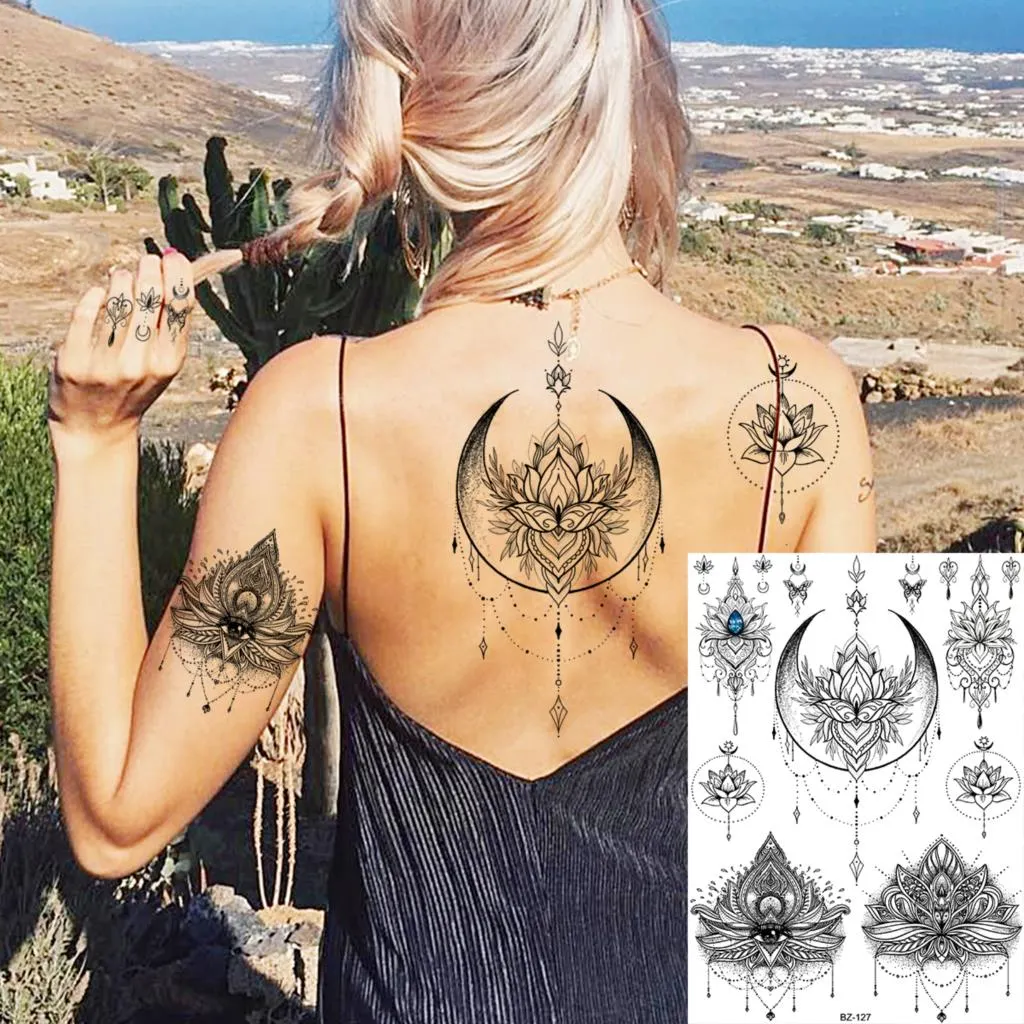 Sdrawing Halloween Skeleton Skull Vampire Temporary Tattoos For Women Adult Rose Flower Fake Tattoo Body Art Leg Arm Tatoo
