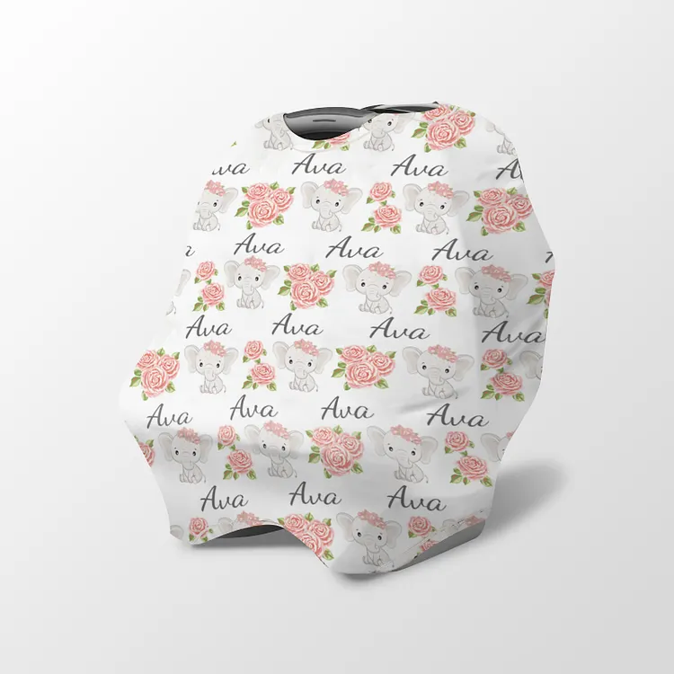 Personalized Elephant Baby Car Seat Canopy| Canopyl178