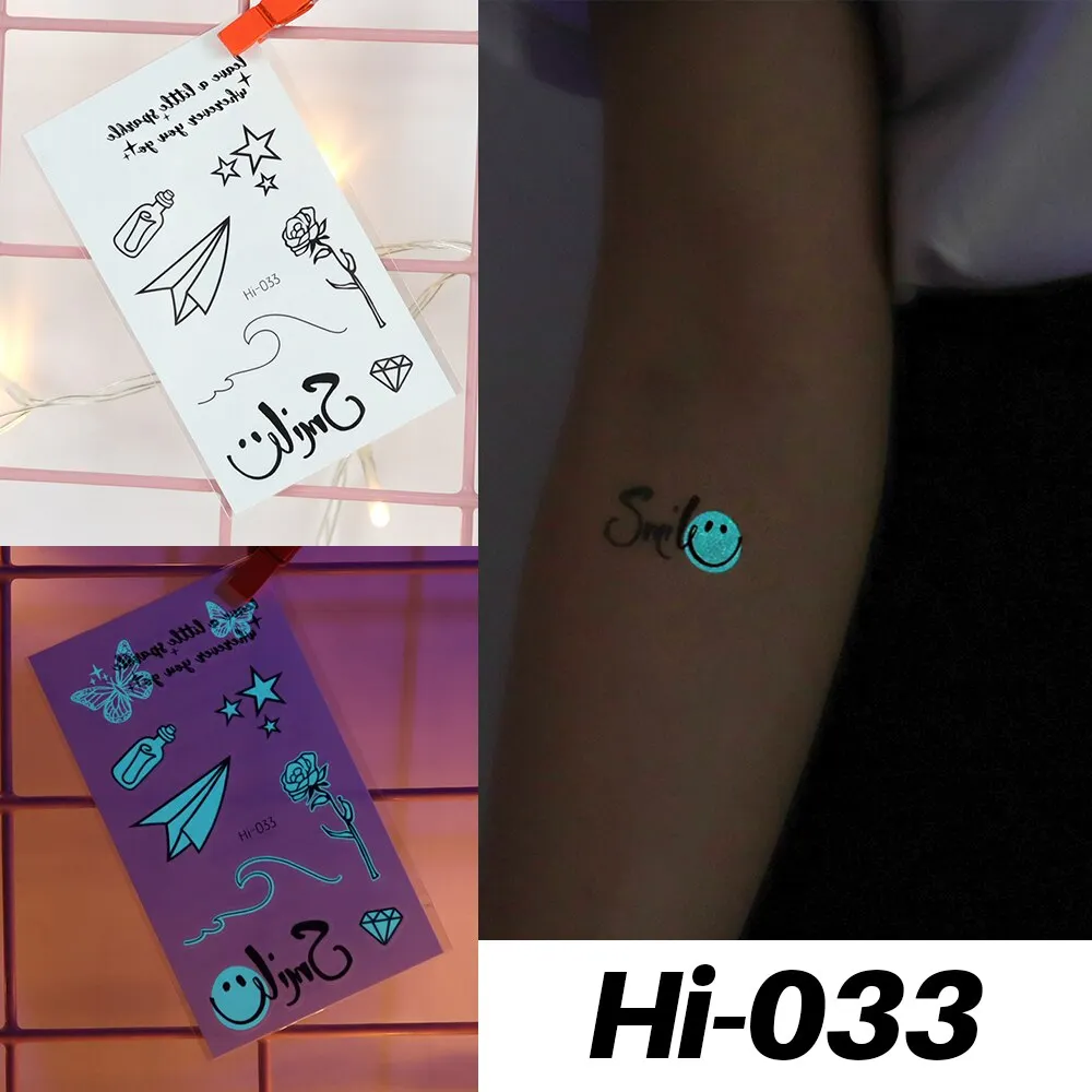 Sdrawing Luminous Tattoo Hand Finger Starry Star Universe for Kids Fake Tattoo Glowing In Dark Waterproof Temporary Tattoo Stickers