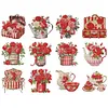 12pcs Flowers DIY Mini Round Diamond Painting Table Decor No Frame15x15cm