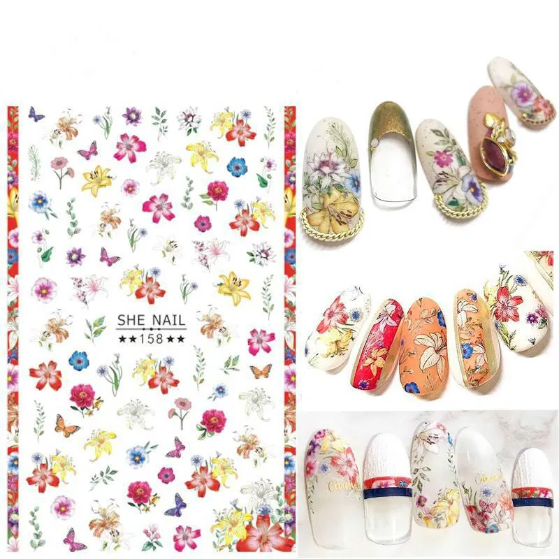 1 Piece of Sunflower Daisy Flower Rose Series 3D Adhesive Nail Decal Children's Nail Art Decoration Stickers