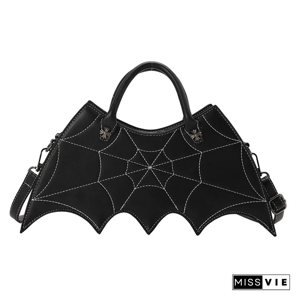 Spider Web Print Bat Irregular Crossbody Bag