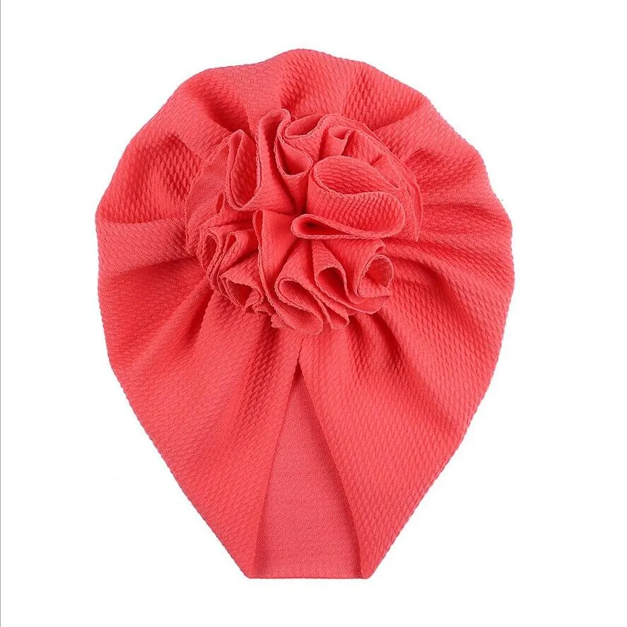 Newborn Baby Infant Toddler Boys Girls Solid Head Wrap Turban Cap Headband Beanie Hats Big Ruffled Flower Caps