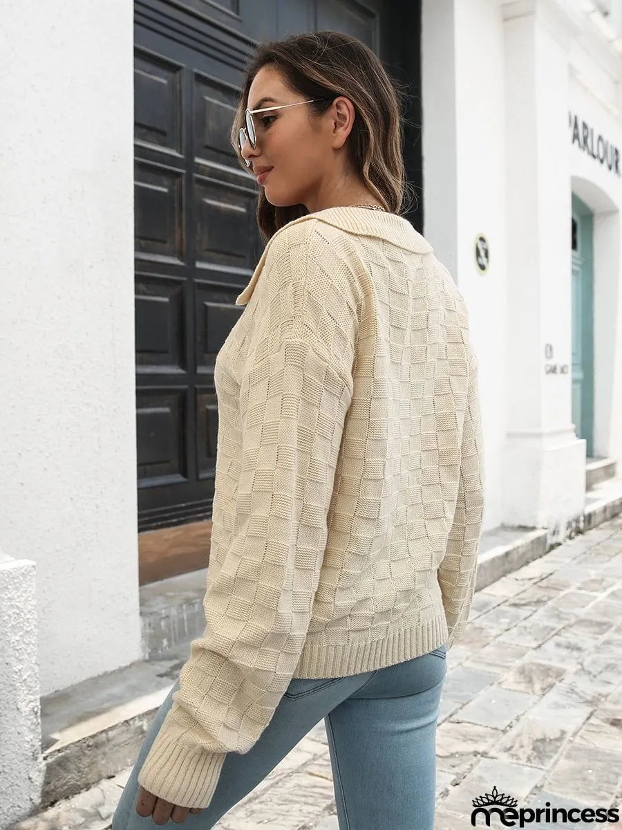 Johnny Collar Dropped Shoulder Sweater
