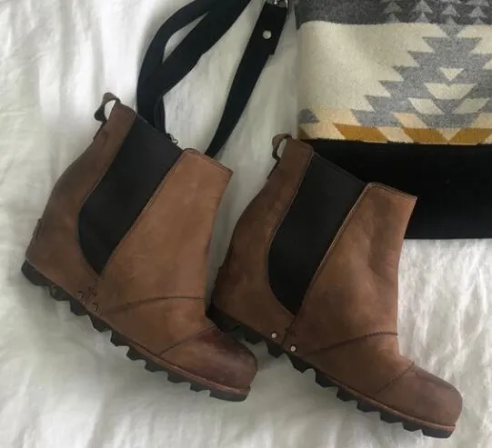 Women Winter Slip On Wedge Boots